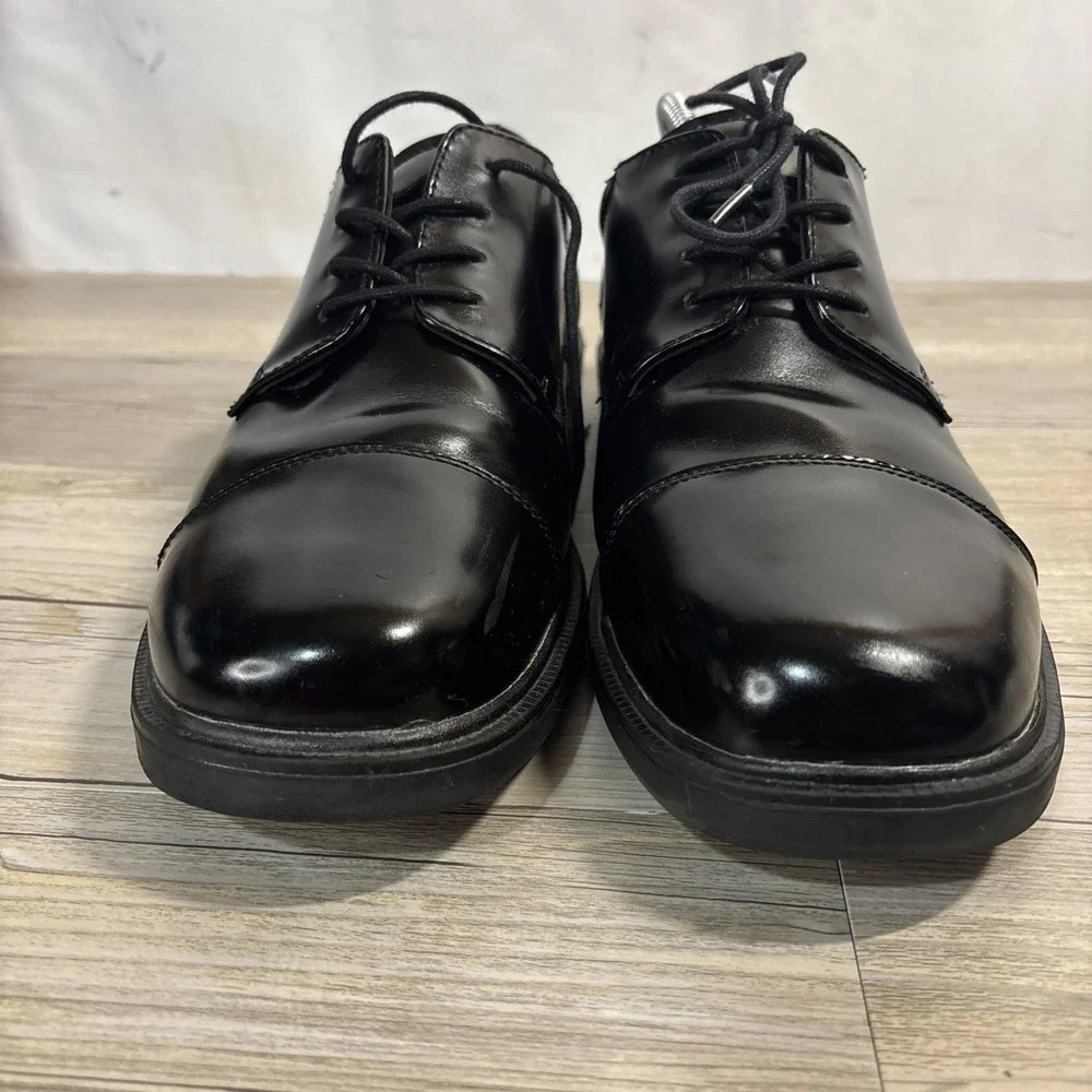Mens 11.5 Nunn Bush Genuine Leather Kore Pro Cap Toe Oxford Black Slip Resistant